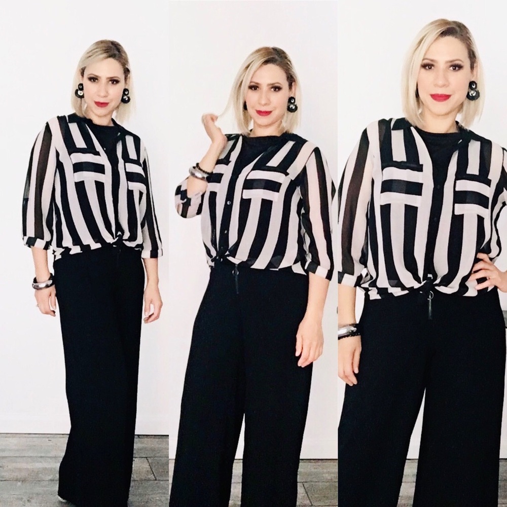 Striped shirt black and white shirt size XL